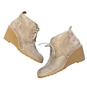 Bass Cali Grey Faux Suede Oxford Wedge Boots Women’s US 9 M
